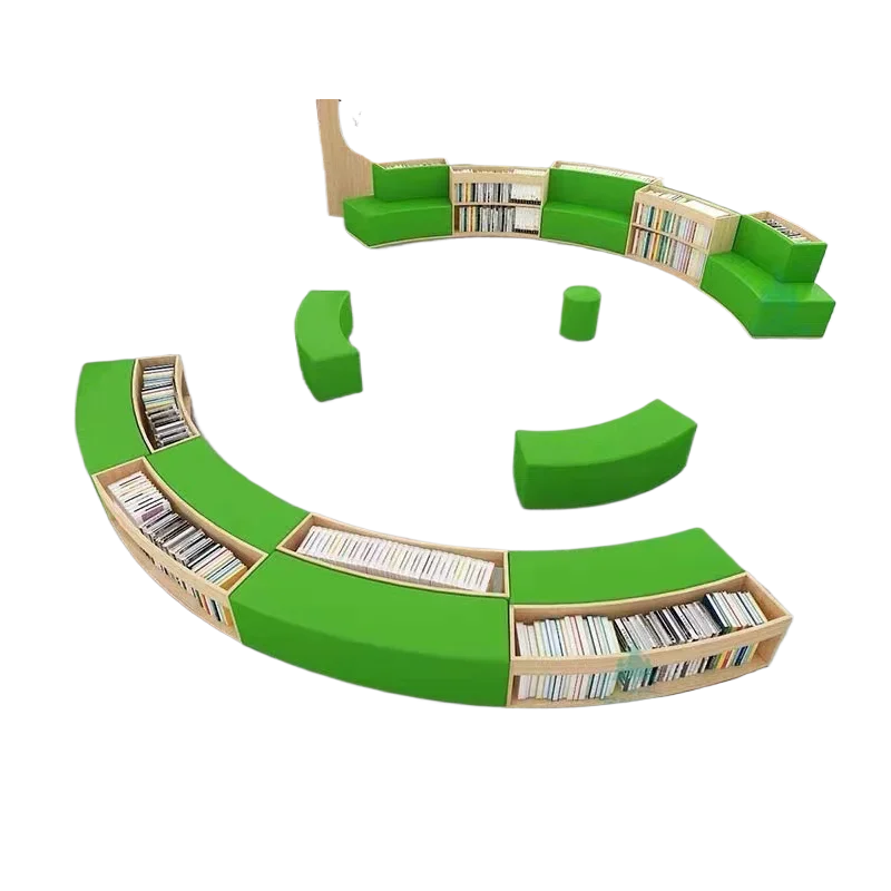 Kindergarten storage sofa stool library children's leisure area curved multi-functional rest stool sofa