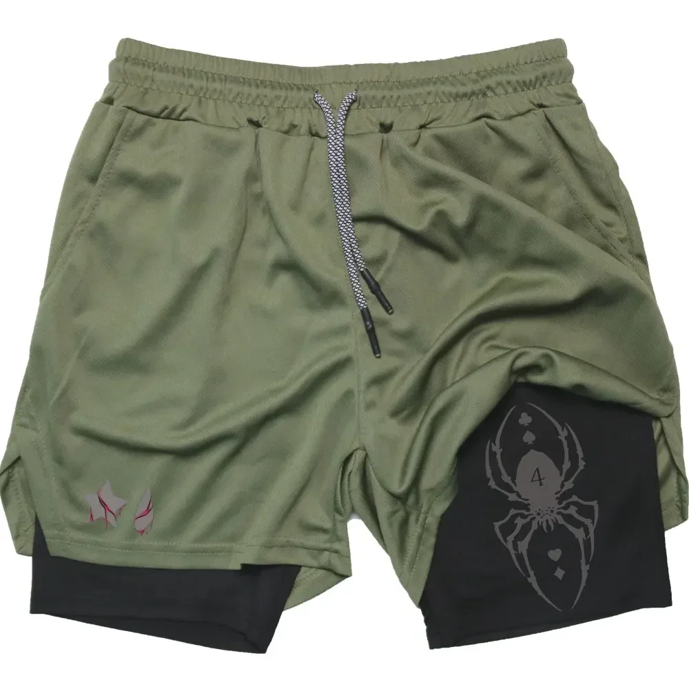 Anime Hunter X Hunter Performance-Shorts für Herren, 2-in-1-Lauf-Kompressionsshorts, Training, Sport, Gym, schnell trocknende Shorts mit Taschen – Detail 15