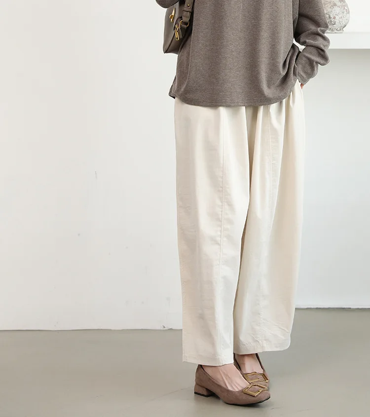 กางเกงขายาวทรงหลวมสไตล์ใหม่สำหรับผู้หญิง ฤดูใบไม้ร่วง ฤดูหนาว ทรงฮาเร็ม ขากว้าง สวมใส่สบาย