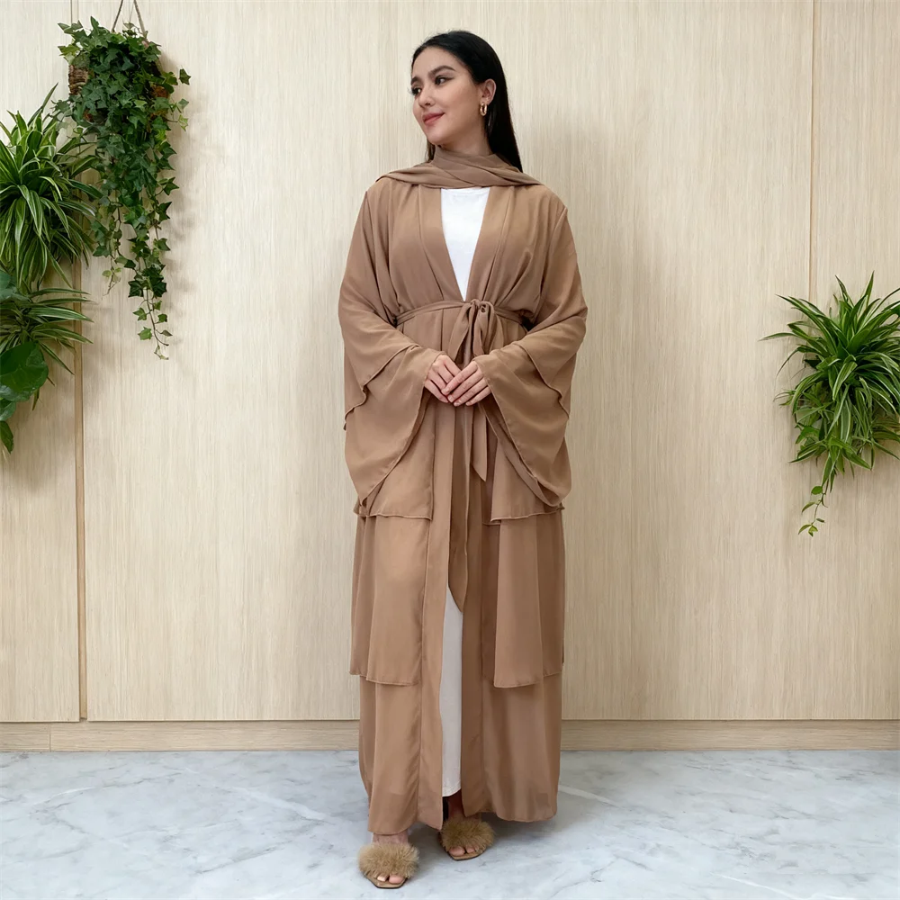 

Рамадан Ид Мубарак Шифон Открытое Кимоно Абая Дубай Турция Ислам Кафтан Мусульманское Платье Одежда Абая для Женщин Халат Femme Кафтан