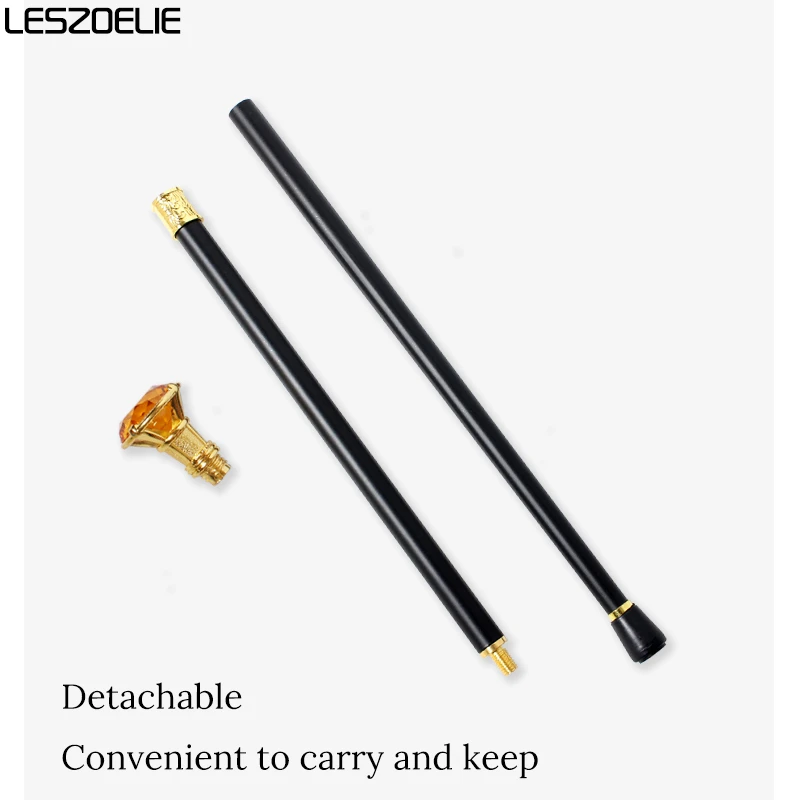 عصا المشي الماسية ذات اللون الكهرماني بمقبض ذهبي مع عصي تزيين عصرية للرجال والنساء من الكريستال الماسي البرتقالي