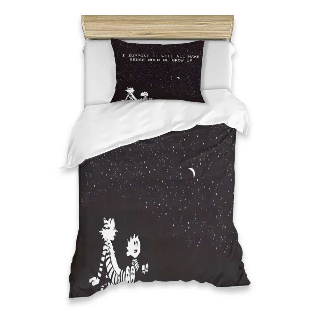 

Calvin and Hobbes Stars Bed Sheets Set Comforter Quilt Cover Duvets Single Bedding