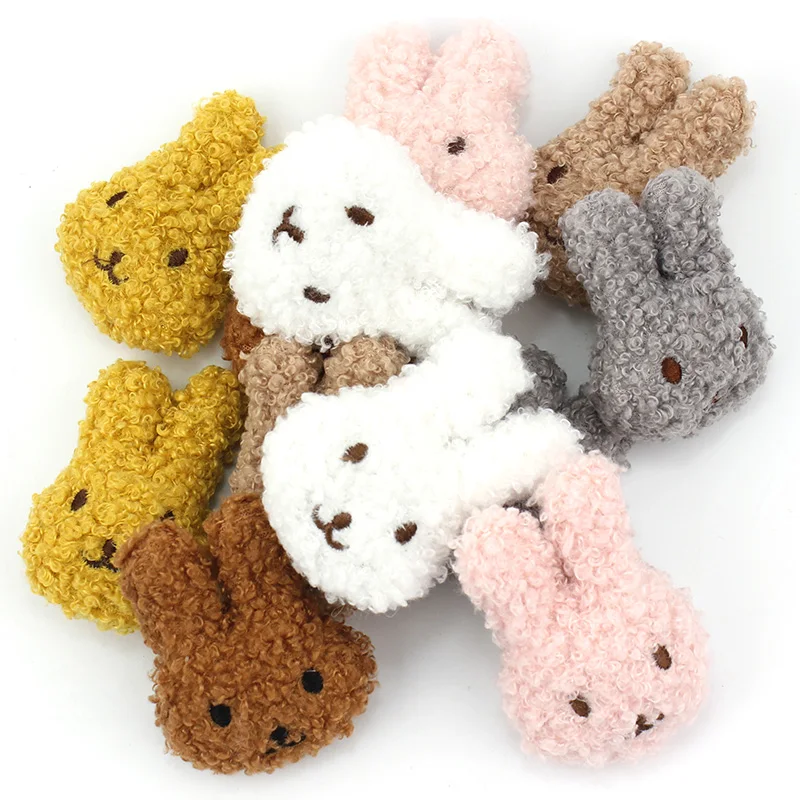 12Pcs 5*7cm Cartoon Plush Rabbit Padded Appliques DIY Headwear Hairpin Crafts Decor Hat Bag Clothing Patches Accessories