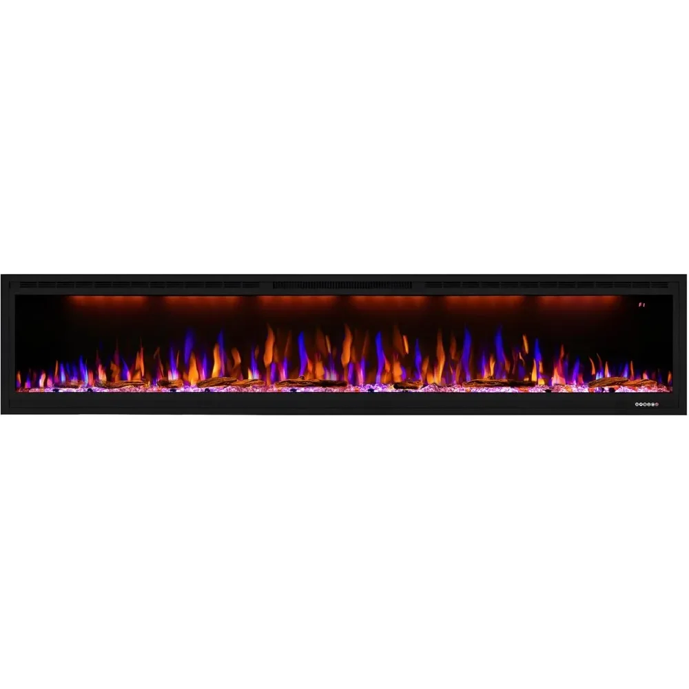 Electric Fireplace, Recessed Wall Mounted Fireplace Heater for Living Room, Linear in-Wall Fireplace, Multicolor Flame