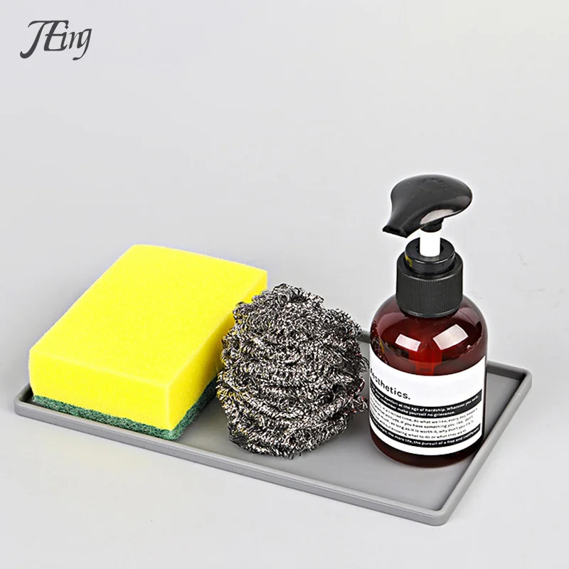 Silicone Flat Tray Square Anti-slip Bathroom Soap Tray Coffee Tea Cutlery Holder