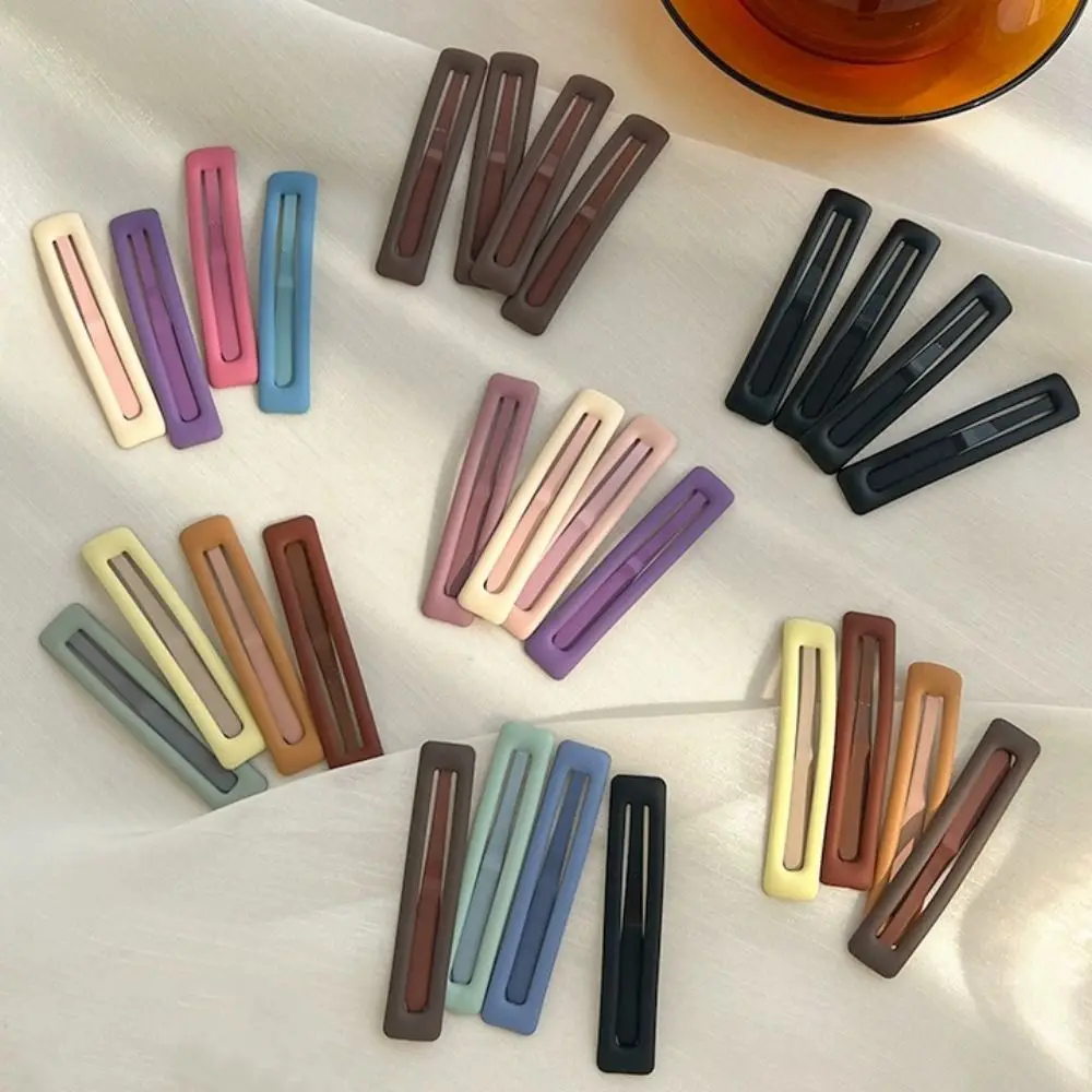 6pcs/set Simple Korean Style Rectangle Hairpins Metal Solid Color Geometry Barrettes Geometry Barrettes Party