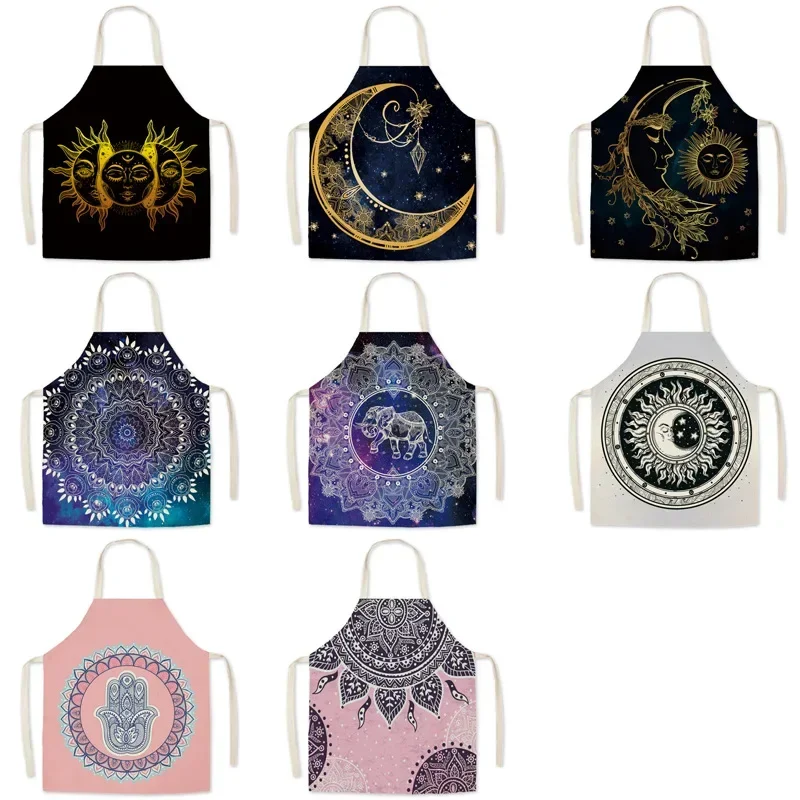 Sun moon pattern Apron for children House cleaning customizable apron goods for home kitchen Men kitchen apron aprons for women