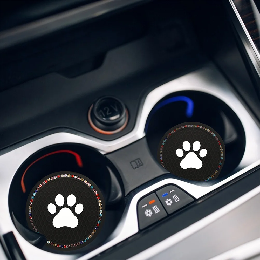 

Vaguelly Car Cup Holder Non Coffee Mug Rack Round PVC Vehicle Drink Holder Auto Accessories White Water Cup Pad