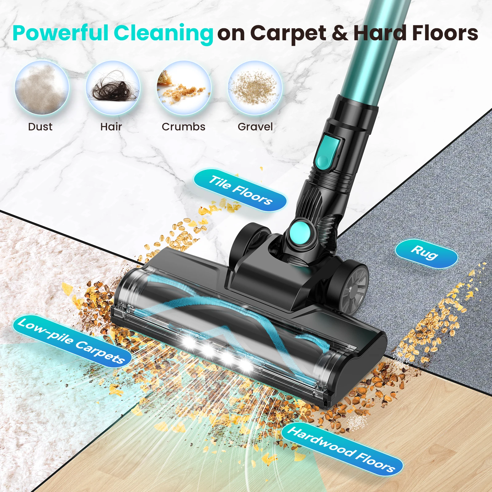 Vastorm N3T Cordless Stick Vacuum Cleaner 40KPa Powerful Suction 3‑in‑1 Ultra Lightweight Handheld Vacuum Up To 40 Mins Runtime for Carpet Pet Hair