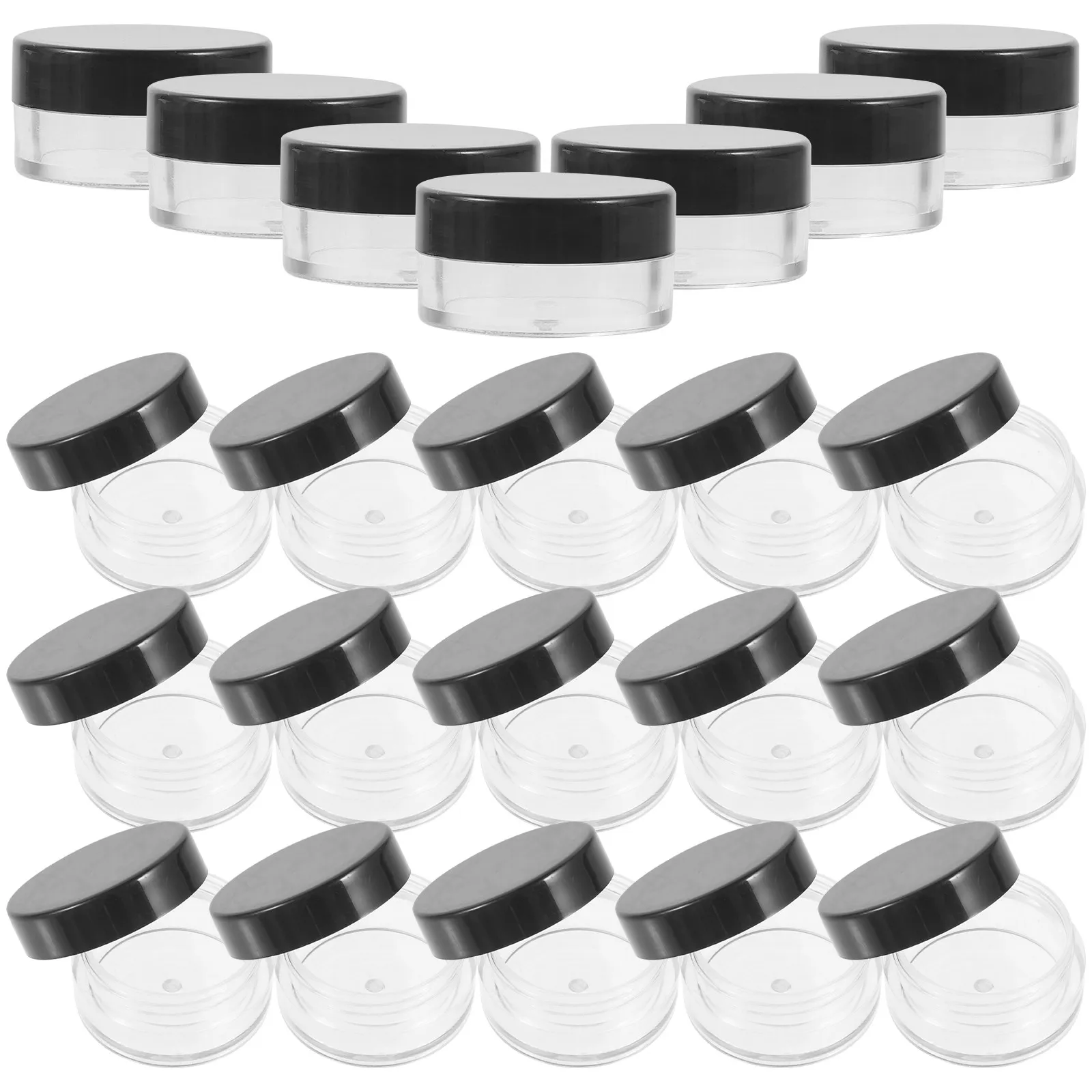 

60Pcs Cream Container Bottles Transparent Black Portable Travel Refillable Lotion Shampoo Dispenser Bottle for Trip Camping Home