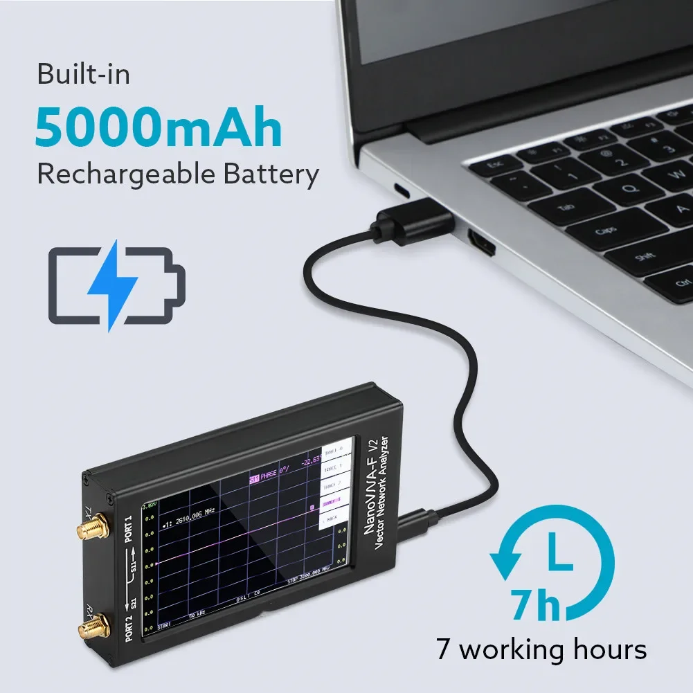 NanoVNA-F V2 Vector Network Analyzer 4.3INCH 50kHz-3GHz HF VHF UHF VNA Antenna Analyzer with 5000mAh Battery & Aluminum Metal