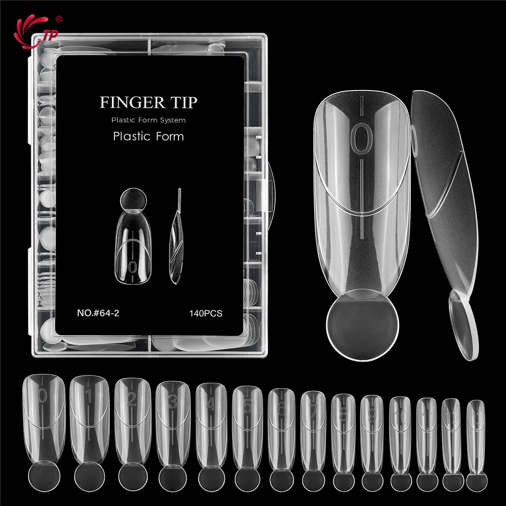 TP 140Pcs Dual Forms with Inner Arc Line Oval Almond Upper Forms for Quick French Matte Nail Molds for Nail Extensions