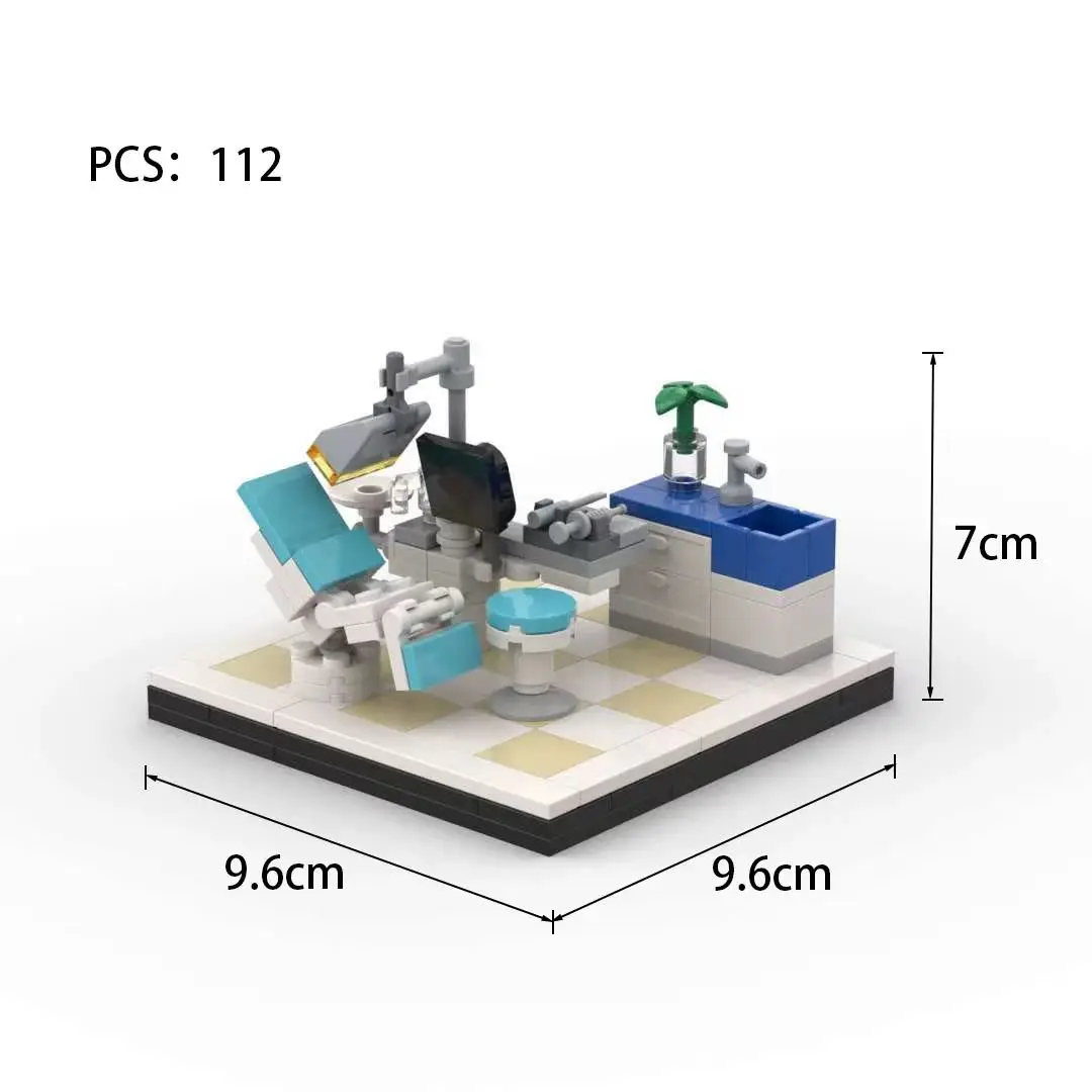 MOC Kreative Bausteine Zahnklinik Kleine Szene Architektur Modell Puzzle kinder Spielzeug