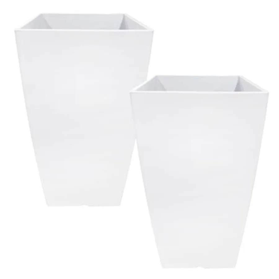 

Modern indoor/outdoor plastic plant pots 2 pack - weather-resistant, lightweight, 22 inches tall, black for home decor