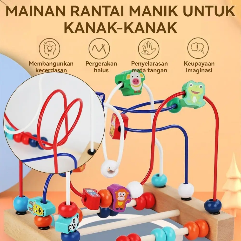 Animali colorati Giocattoli in legno Puzzle matematico Conteggio Apprendimento Perline Labirinto Forme Cerchio Perline di legno Giocattoli educativi Bambini Bambini