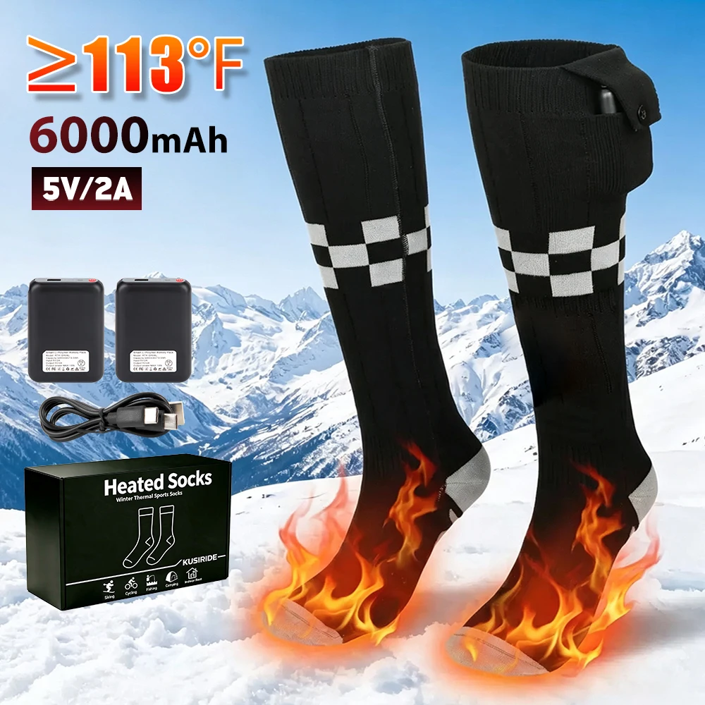 Heated Socks APP Control 6000mah Electric Heated Skiing Socks for Men Women Rechargeable Thermal Socks Washable Foot Warmer