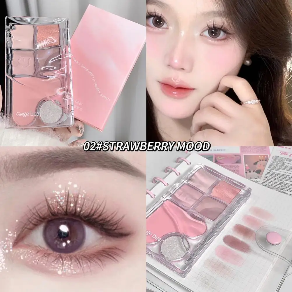 6 Color Matte Eyeshadow Palette Pearlescent Peach Blush Makeup Shadow Pigments Eye Eye Tool Pink Palette Q2T9