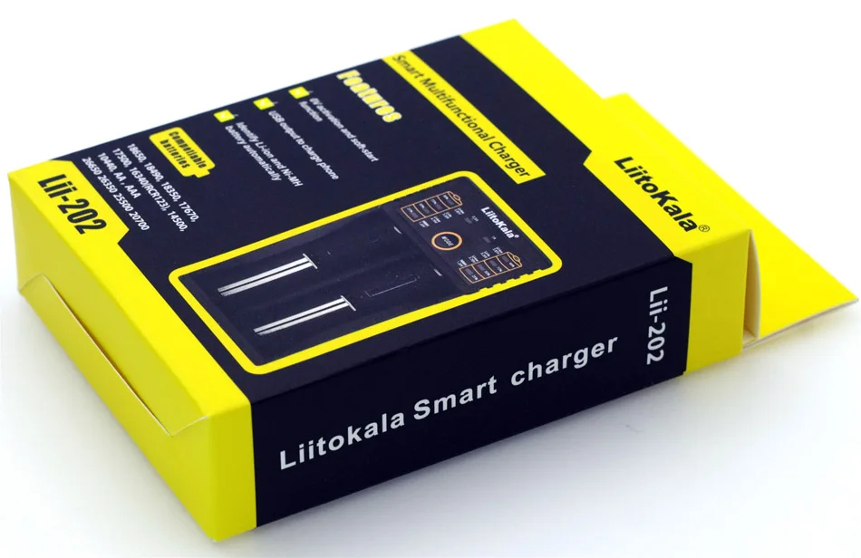 Liitokala Lii-202 18650 1.2V 3.7V 3.2V 3.85V AA 26650 10440 14500 16340 NiMH Li-Ion แบตเตอรี่ smart Charger 5V 2A ปลั๊ก