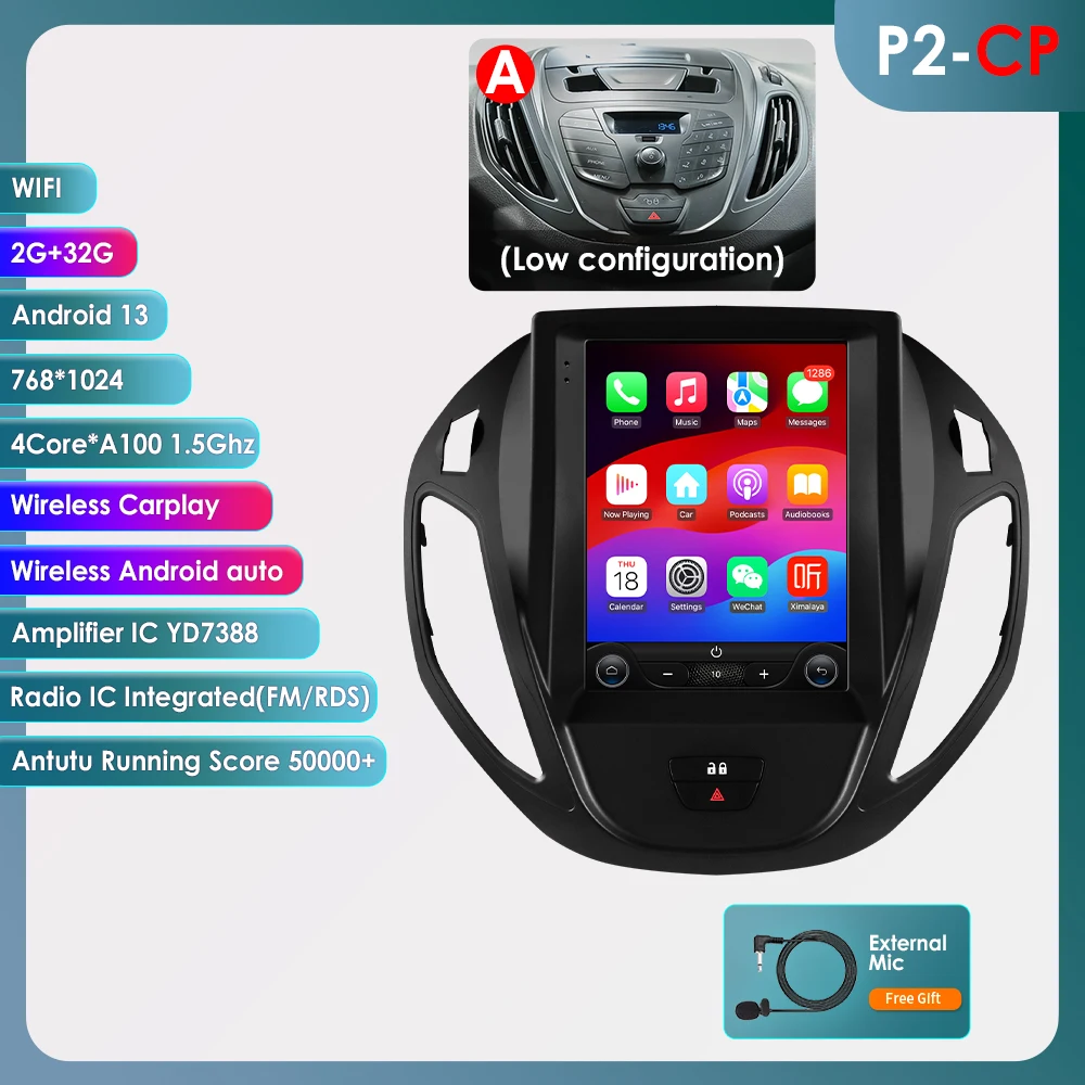 9.7Inch Android13 Autoradio Multimedia Voor Ford Transit Tourneo 2012-2023 Gps Autoradio Carplay 4G Intelligente Speler 360Camera