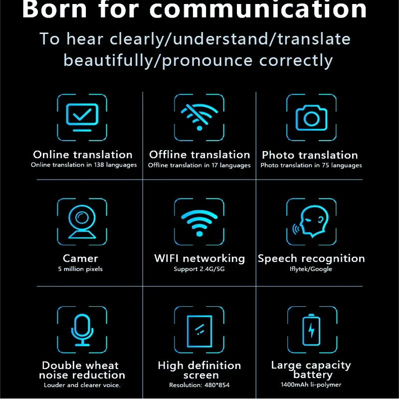 138 Language WiFi Online Offline Voice Translator Arabic Accurate Translate Recording To Text Oversea Travel for Google Newest