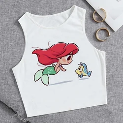 Vest Cropped Y2k Crop Top Shirt Tank Top Disney Princess Women Cute T-shirt Funny Tshirt Female Clothes Top Tee Shirt