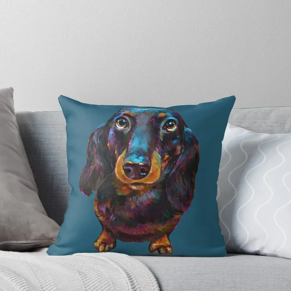 Roxy the Dachshund by Robert Phelps Throw Pillow Christmas Pillows Cushion Cover Set pillow