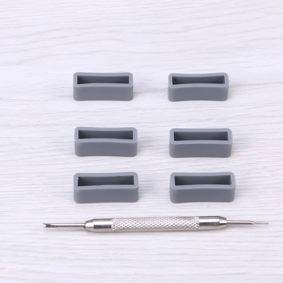 

6 PCS Watch Band Silicone Ring Buckle Holder Retainer Strap Loop High Quality Grey