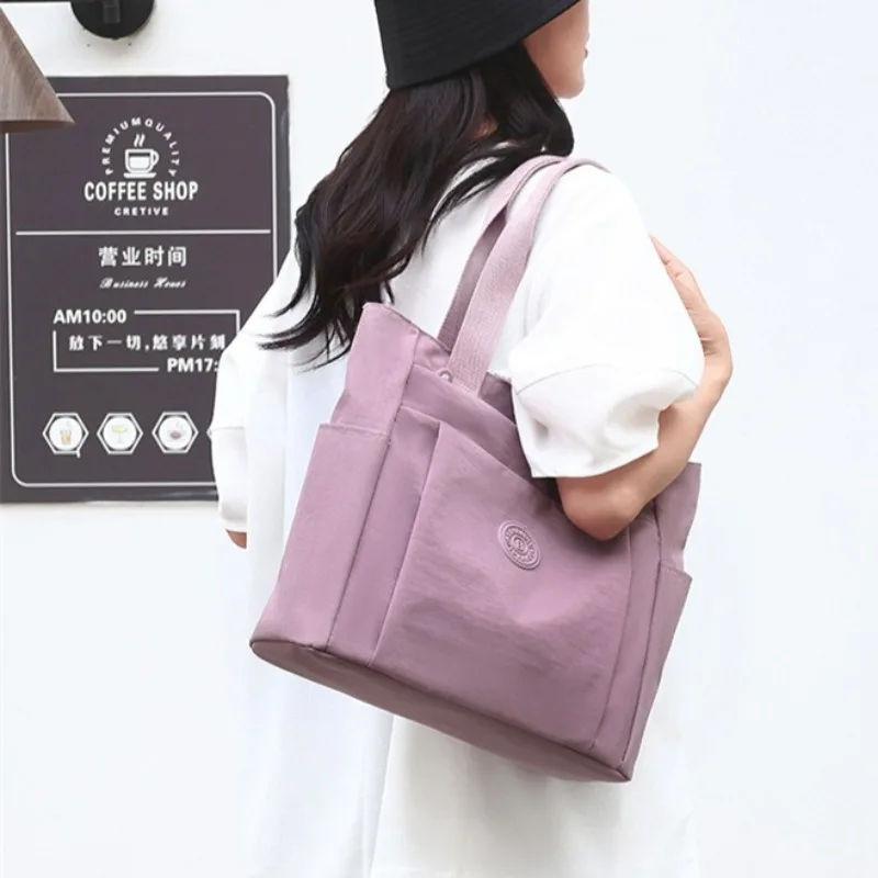 

Однотонная нейлоновая большая сумка, большая вместительная повседневная сумка на плечо для мамы, студента, книги, работы, путешествий, повседневного использования