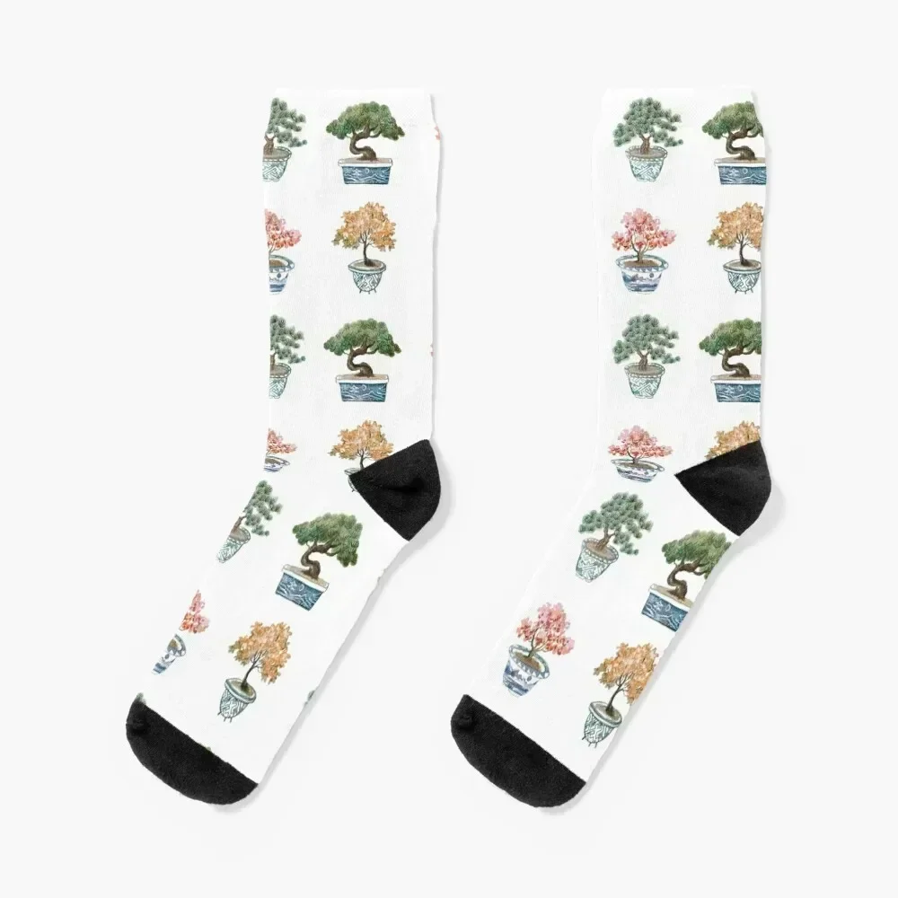 

Bonsai tree sticker pack design in watercolour optic Socks with print sports and leisure Soccer FASHION Socks Woman Men's
