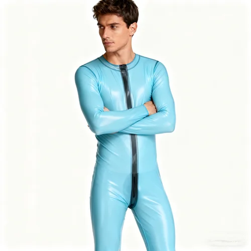 100% Latex Catsuit Rubber round neckline Suit Masquerade ball Cosplay uniform Party Suit unique Halloween
