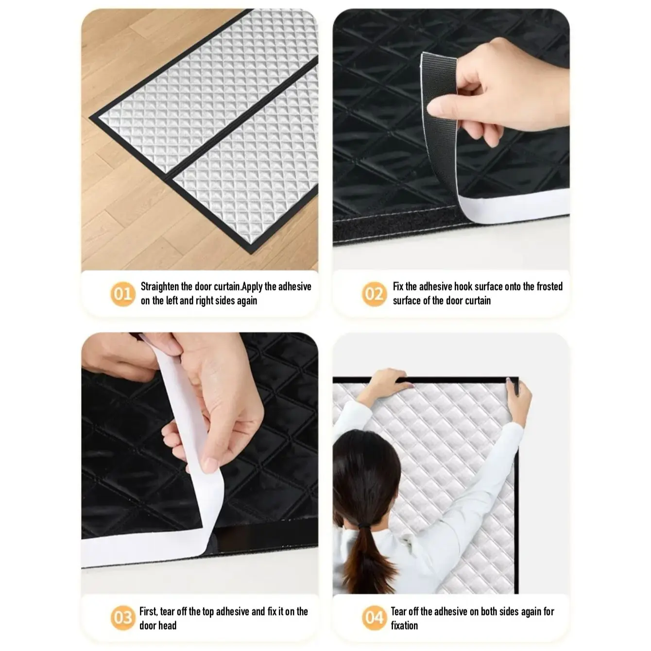 Winter Thermal Door Curtain, Magnetic Soundproof Seal, No Drill Magic Tape for Home Insulation, Room Decor