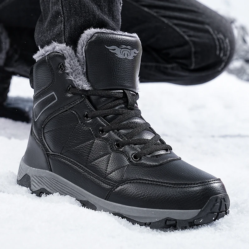 Bottes de neige à lacets pour hommes, baskets de randonnée en plein air, chaussures d'escalade décontractées, haute qualité, taille 48, expédition rapide, hiver