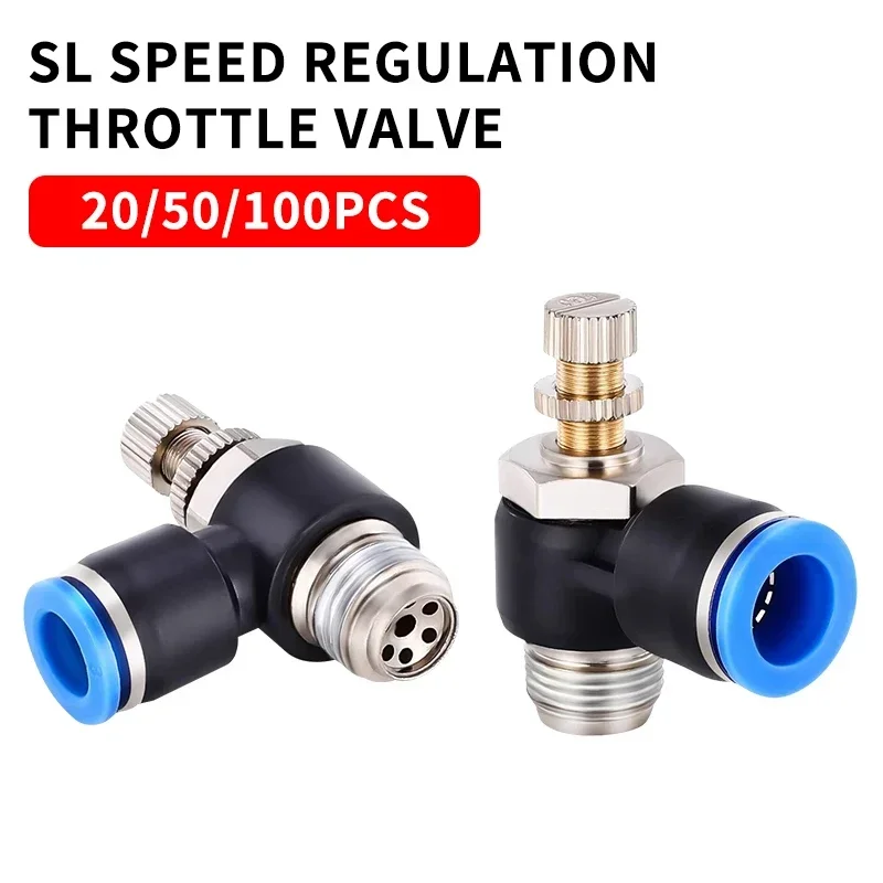 

SL connector pneumatic gas pipe quick connector throttle valve speed regulating valve SL4/6/8/10/12-M5 01 02