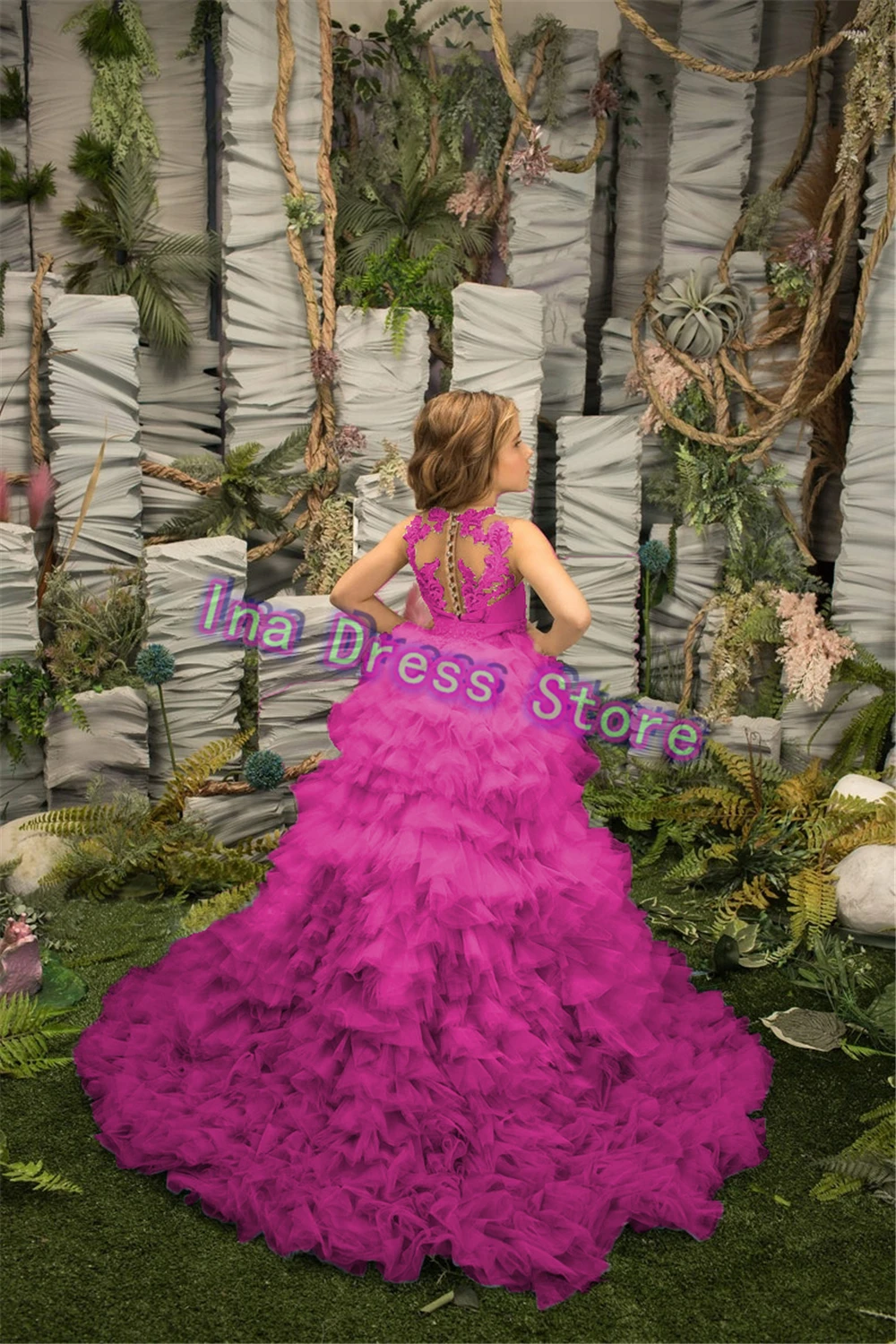 Gorgeous Quality Layering Flower Girl Dress Blue Tulle Fluffy For Wedding Party Princess Little Girls Birthday Evening Gowns
