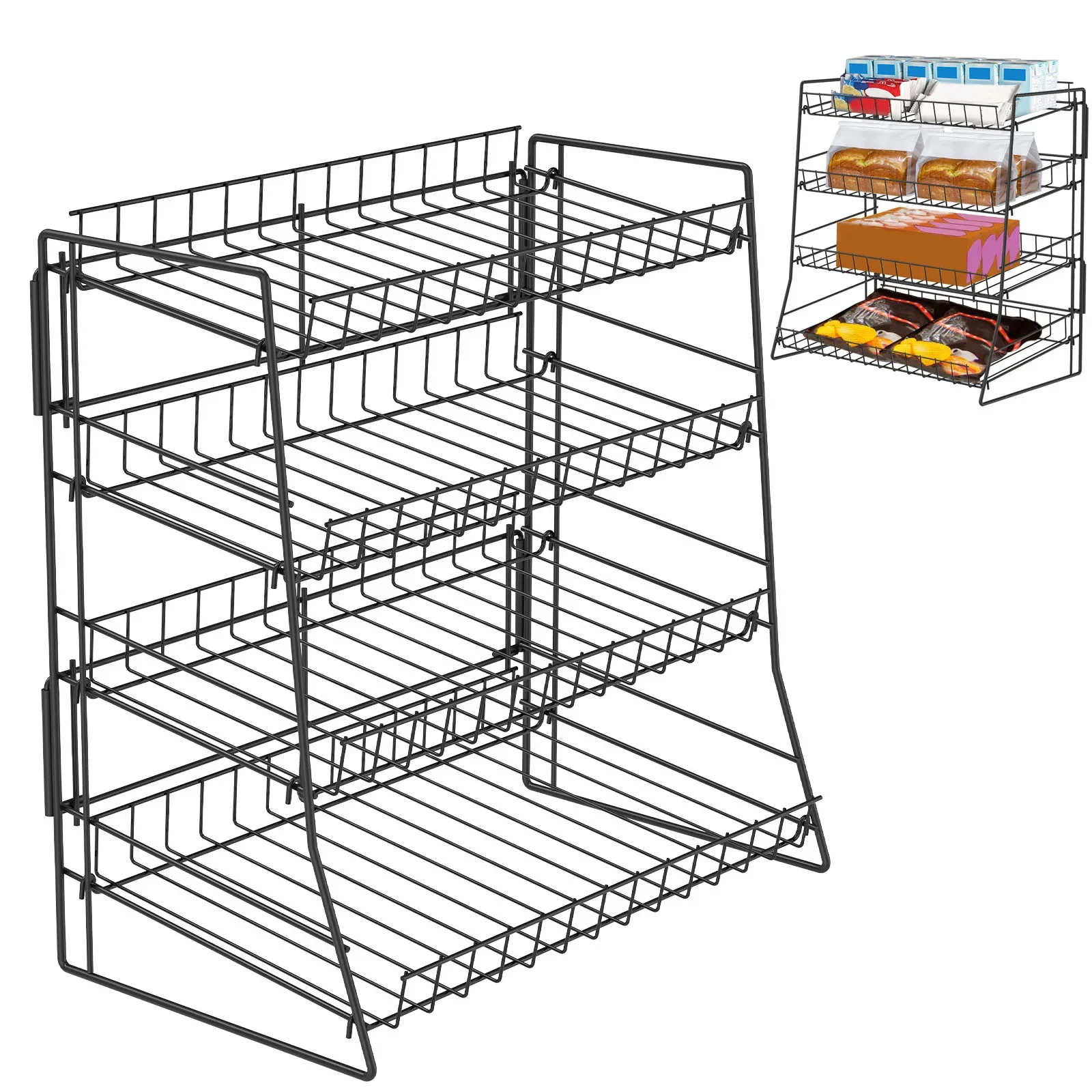 

Настольная металлическая подставка для закусок, 4-х уровневая многофункциональная стойка для хранения, портативный органайзер, стеллаж для выставки товаров для настольной кухни и магазина