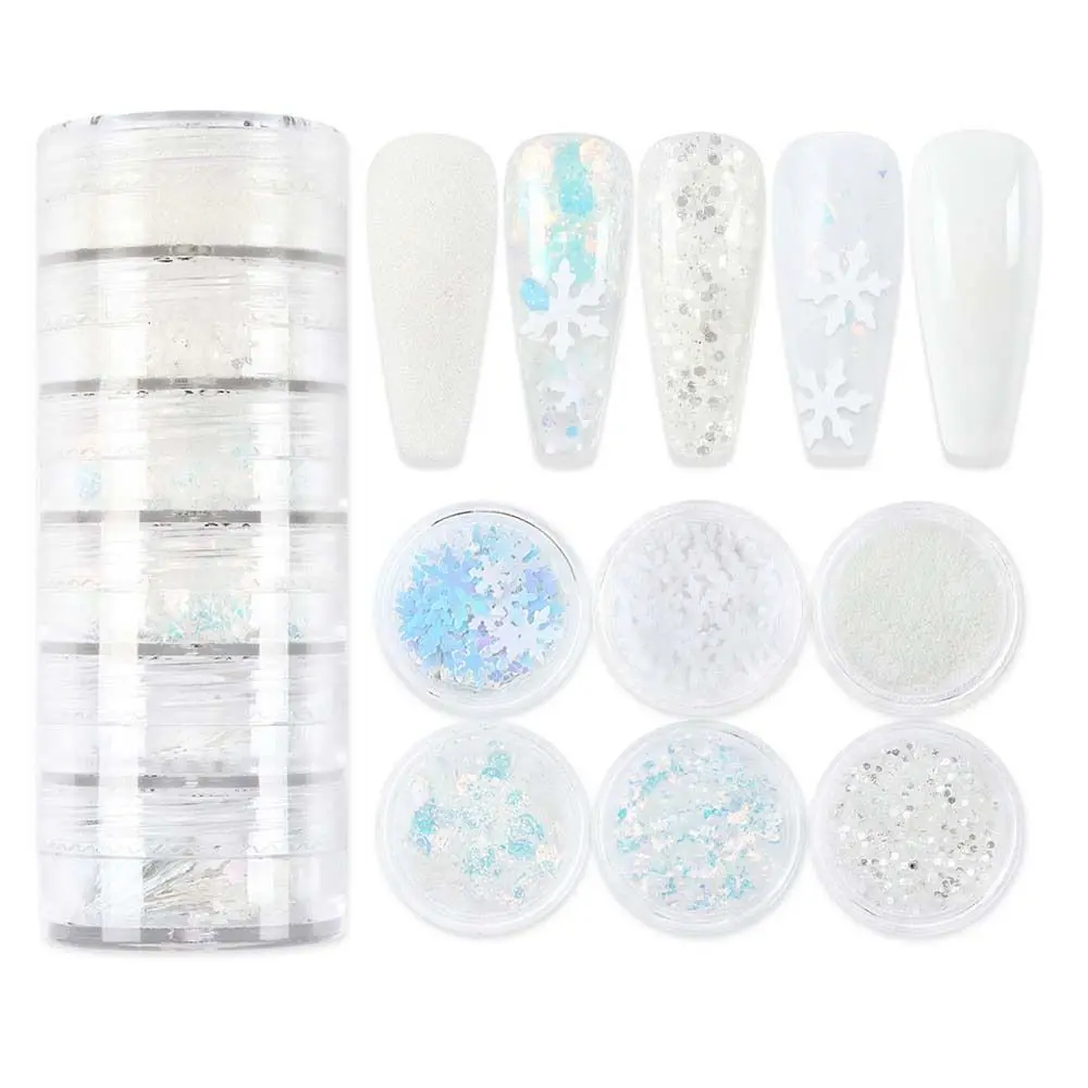 6Pcs/set Nail Pigment Dust Christmas Nail Sequins Manicure Tools Nail Art Decorations Christmas Glitter Flakes