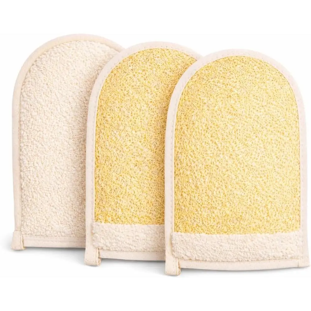 

Dual-Sided Natural Exfoliating Mitt - Large Size Organic Body Scrubber for Shower and Bath | Deep Cleansing for Men & Women (2 P