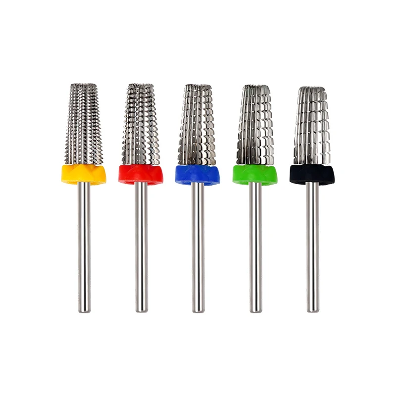 5 In 1 Taps Toelopende Veiligheidscarbide Nagelboren Met Snijboren Carbide Frees Voor Manicure Verwijder Gelnagels Accessoires