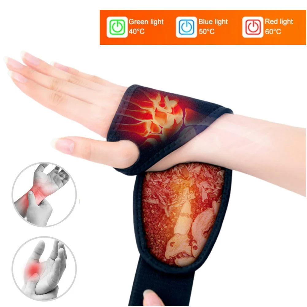 

Electric Heated Wrist Brace Wrap Pain Relief Wrist Warmer Support Wristband 3 Level Temperature for Injury Rheumatism Tendonitis