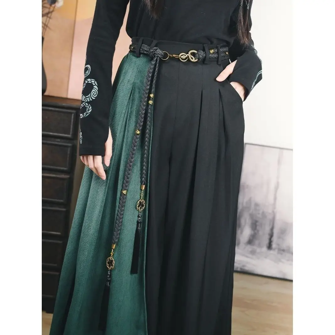 

New Chinese style woven waist rope with lace-up belt, featuring a high-end and traditional Chinese style fringed belt