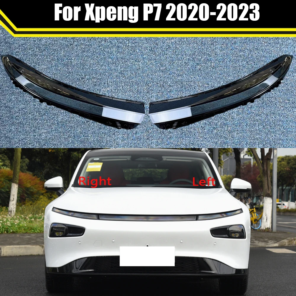 Front Car Headlight Cover For Xpeng P7 2020-2023 Headlamp Caps Lampshade Daytime Running Lights Covers Glass Lens Shell