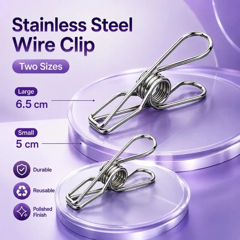 Edelstahl-Clips für Kleidung, Fotopapier, Wäscheklammern, Haken, Wäscheklammern, Heimdekoration-Set, Haushaltsaufbewahrung, Küchenorganizer – Detail 1