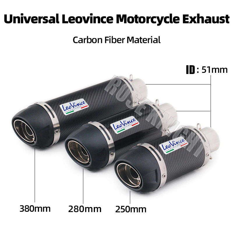 

Universal Carbon Fiber Slip On Leovince Motorcycle Exhaust Muffler Pipe For Ninja250 Z400 Z900 R3 R6 MT07 CBR300 GSX250 Silencer