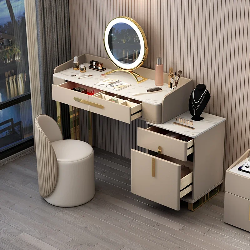 European USA Bedroom Furniture Set Dresser Make Up Vanity LED Makeup Dressing Table With Lighted Mirror