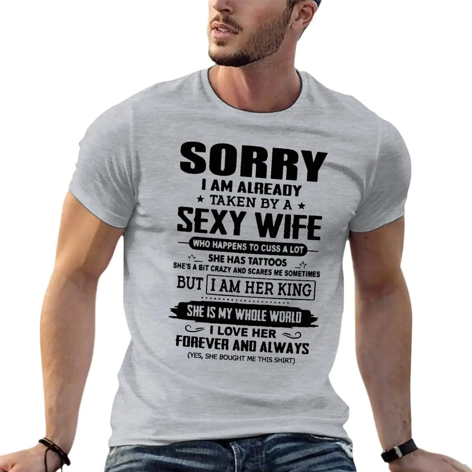 Извините, я уже надела сексуальную жену, я во всем мире, футболка оверсайз, индивидуальная Мужская одежда, топы из 100% хлопка