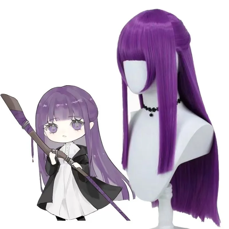

1 piece purple realistic scalp long straight hair anime Sousou no Frieren Firen cosplay wig