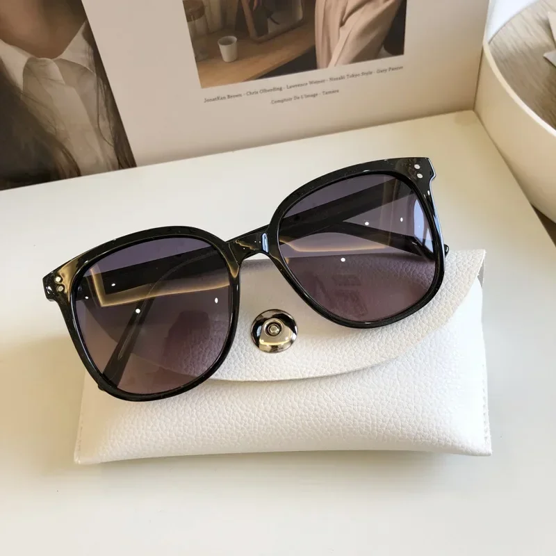 INS Glasses Bag Litchi Grain Leather Glasses Case Sunglasses Case Sunglasses Case Purple Nude Pink High-end Glasses Bag