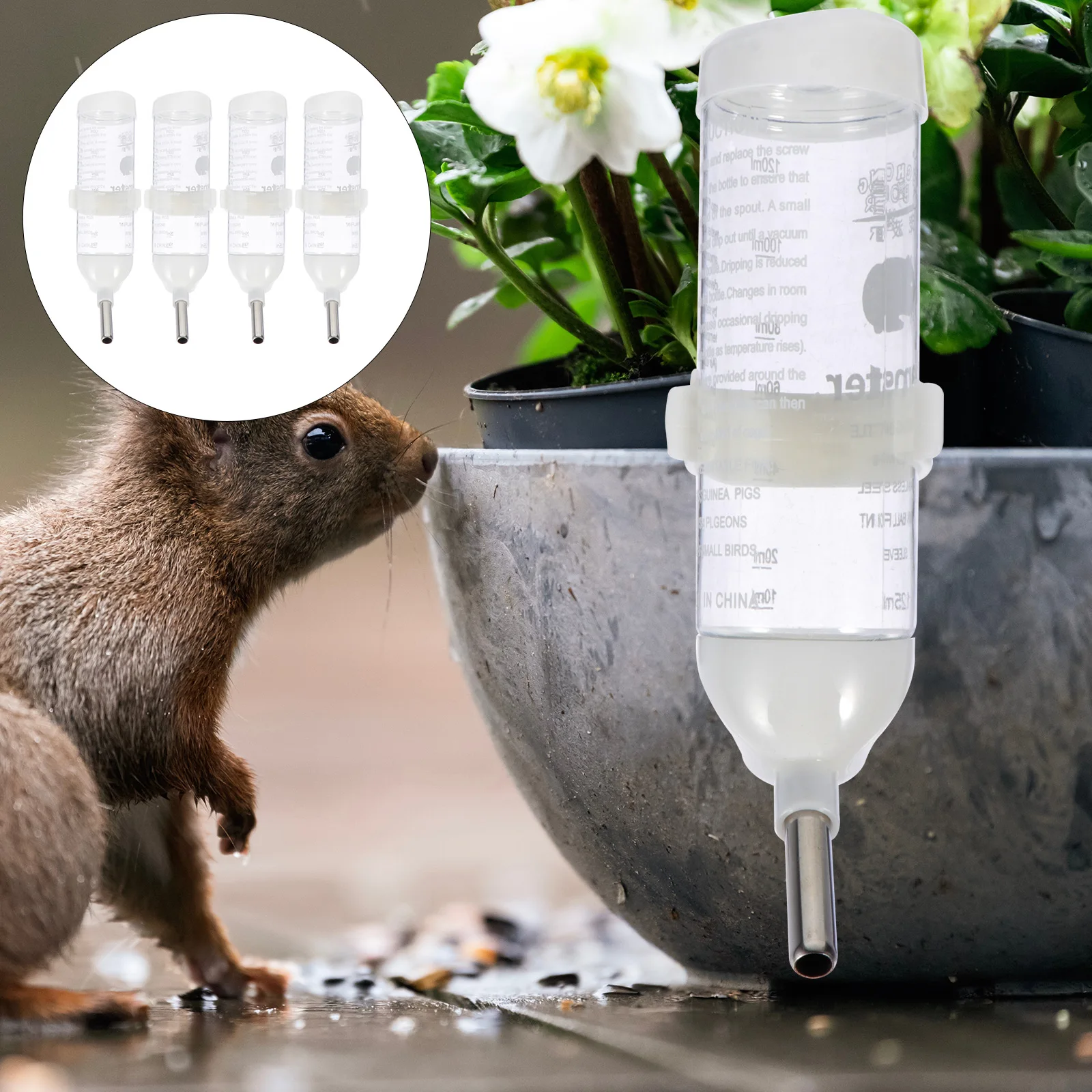 

4pcs Leakproof Water Bottle Hamster Cage Feeder Hanging Small Pet Drinking Dispenser Groove Design Pet Supplies Bunny