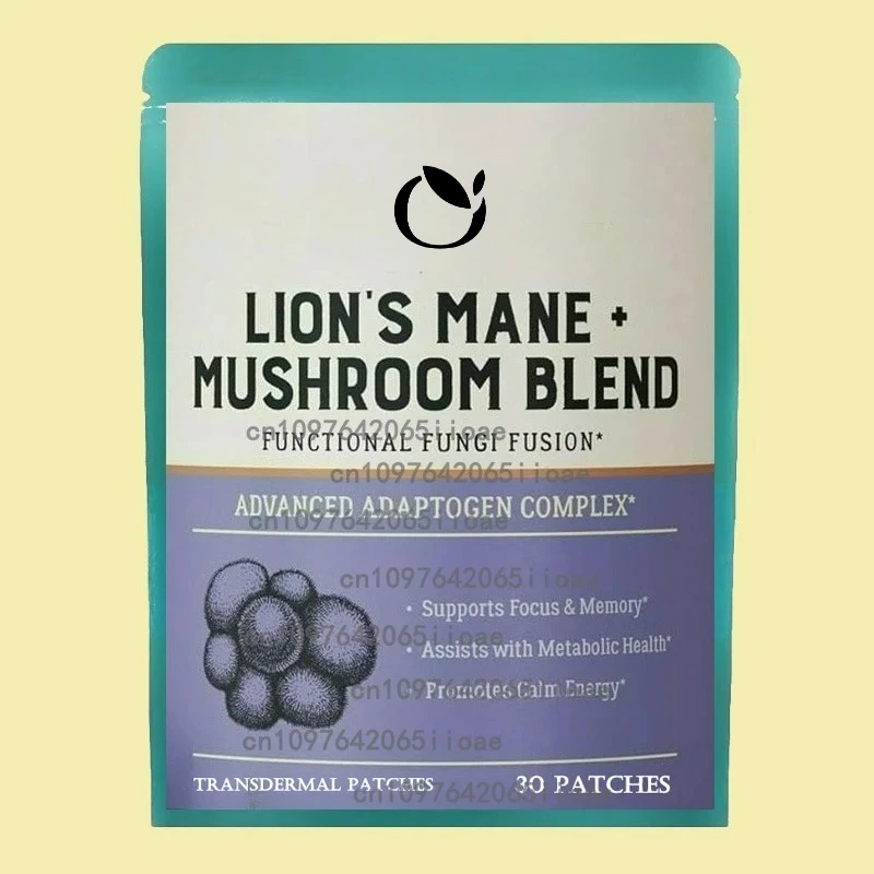 

30 Patches Lions Mane Mushroom Transdermal Patches with Cordyceps, Reishi, and Turkey Tail Mushrooms Focus Memory Brain Support