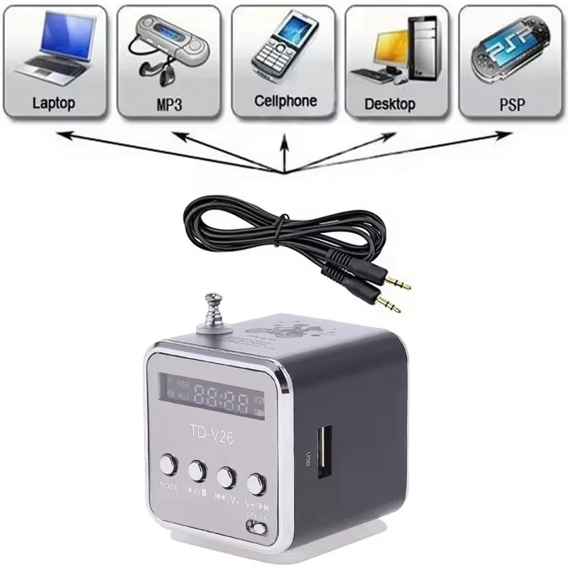 Mini FM Radio Portable Recargable Bluetooth Speaker Support 